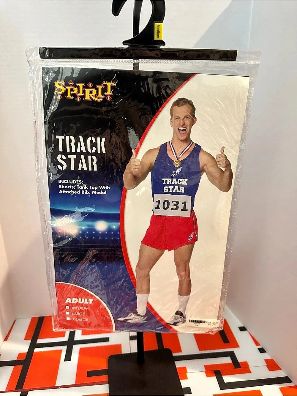 Spirit Halloween Track Star Costume Red & Blue Medium - Brand NEW!